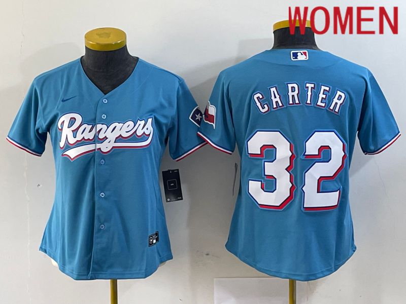 Women Texas Rangers #32 Carter Blue Game Nike 2024 MLB Jersey style 1